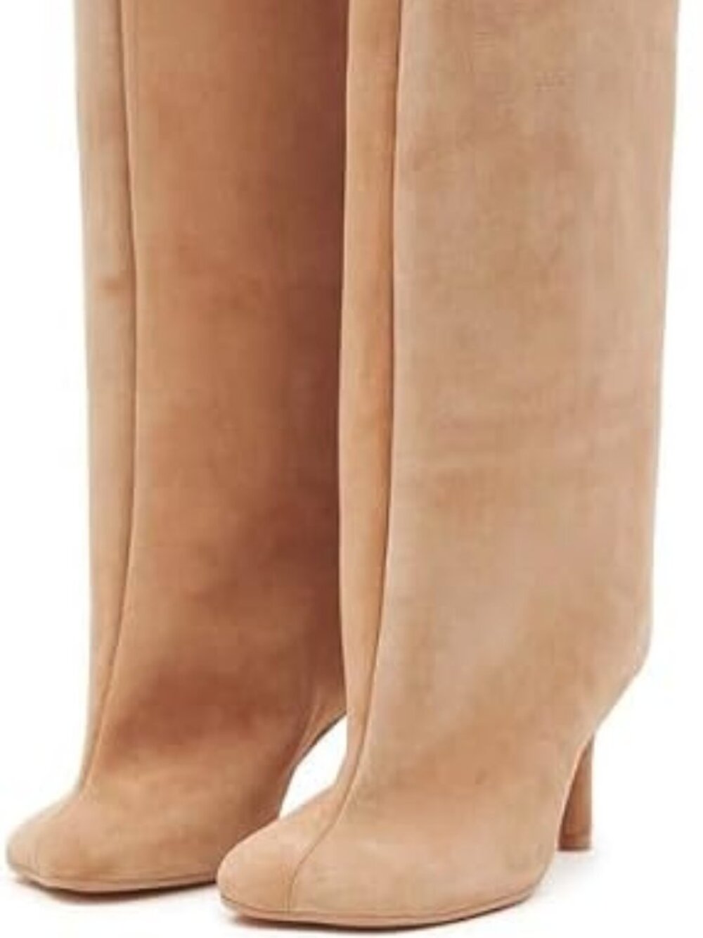 Women's Camel Faux Suede Slouchy Fashion Wide Calf Tall Knee High Heeled Boots